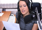 Woman in a radio studio