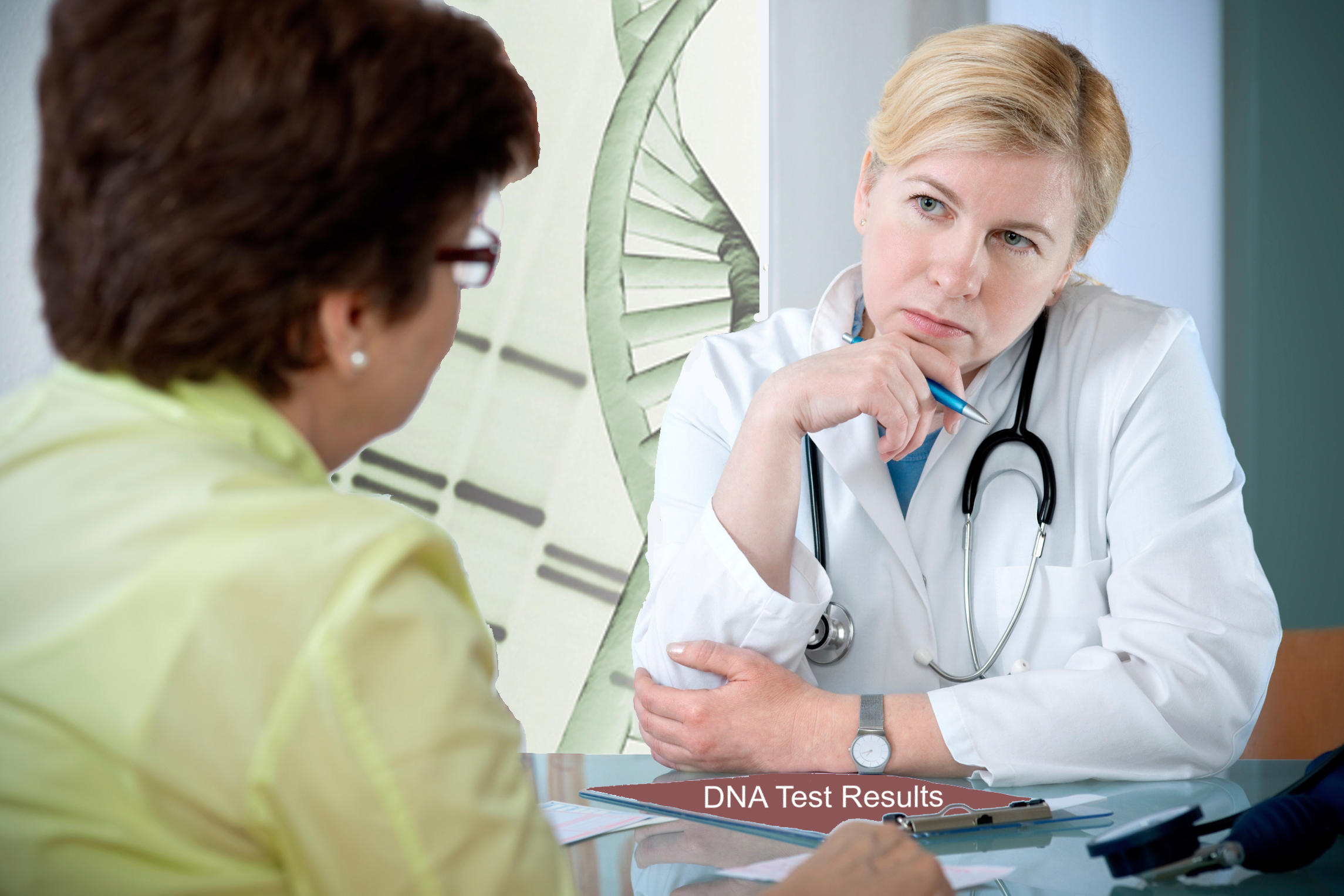 Patient is showing physician her DTC genetic test results