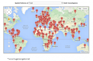 Countries with authors of articles in HuGE