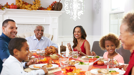 a multi generational family sharing a Thanksgiving meal