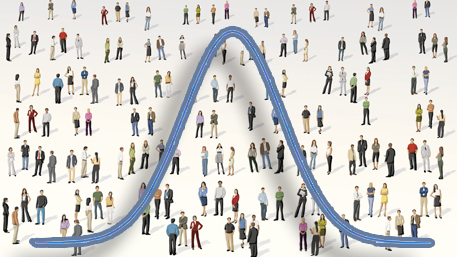 a polygenic risk curve over a population