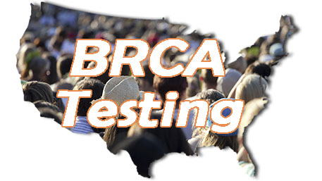 a map of the US with a crowd and BRCA Testing above it