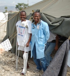 Dr. Charles and a patient at the field TB hospital in 2010