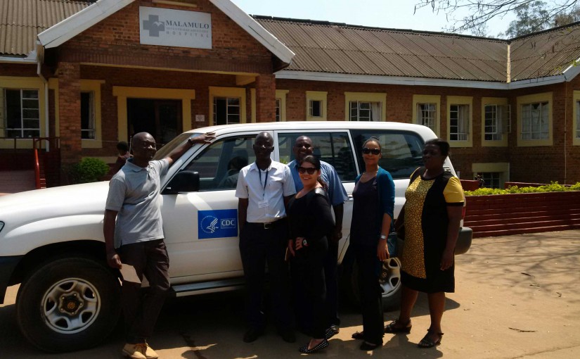 Dr. Alice Maida (2ndd from right) and staff from MSH and the Malawi Ministry of Health visiting a high burden HIV clinic in rural Malawi.