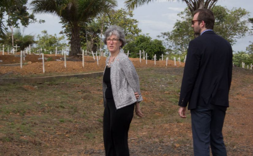 Dr. Ann Schuchat visiting the Disco Hill cemetery in Liberia where many victims of the Ebola outbreak are buried.
