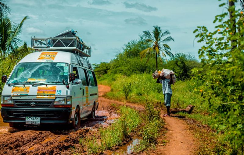 A typical mobile vehicle fitted with PA system in one of the villages in Pangani District, Tanga Region.