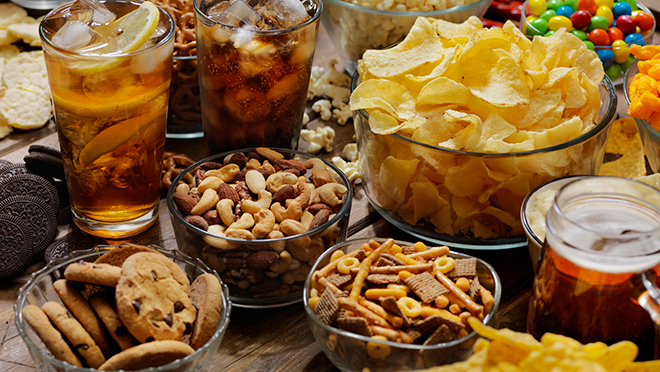 Group of Sweet and Salty Snacks.