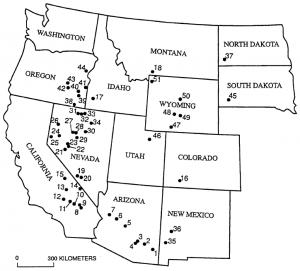 Occurrences of erionite in sedimentary rocks of the western United States.