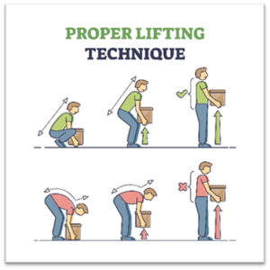 graphic demonstrating proper and improper lifting techniques 