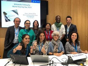 photo of 10 people at the launch of the Wiki4WorldHearingDay2023 online event