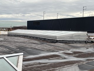 photo showing skylight on the roof which followed an international design standard using shatterproof glass to eliminate fall hazards