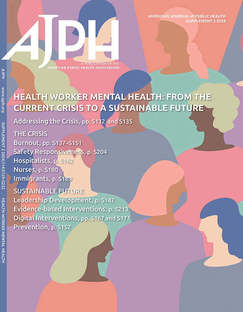 The cover of AJPH supplement including drawings of nondescript women of different races in muted tones and article information.