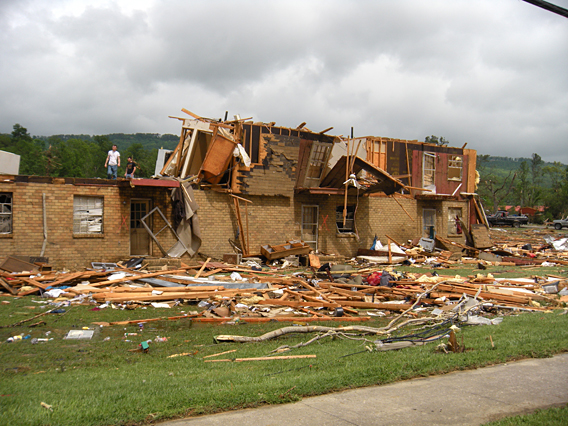 Image of a house destroyed during a tornado, courtesy of the Georgia Emergency Management Agency