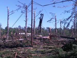 Destruction from the tornados near the Rilling's home