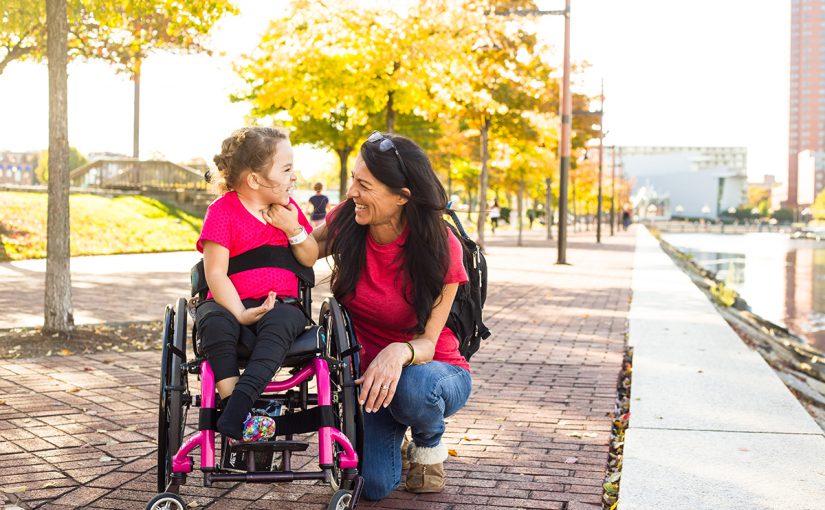 Little girl in wheelchair