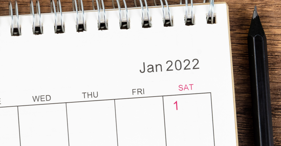 A calendar showing January 2022.