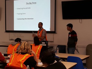 CDPH staff orient CASPER volunteers to the door-to-door survey work during the just-in-time training session.