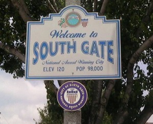 The City of South Gate welcome sign.