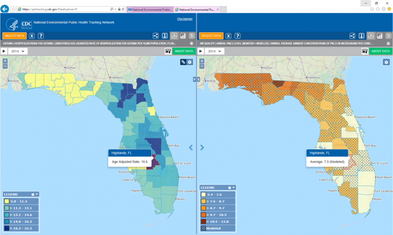 The split screen view of Tracking’s Data Explorer shows maps of two different data types at the same time, making visual comparison very simple.