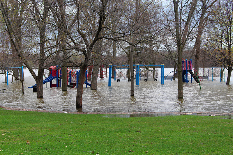 A flooded playground.