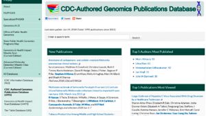 screenshot of the CDC-authored Genomics Publication Database in the PHGKB