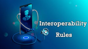 Interoperability Rules with a stethoscope holding a cell phone