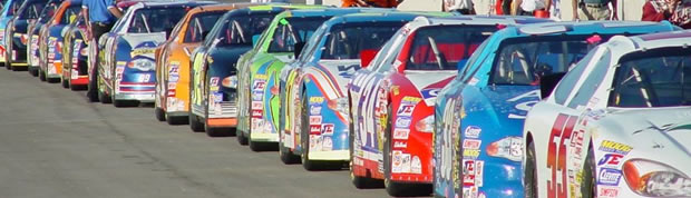 stock cars all in a row