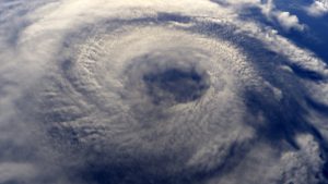 Hurricane on earth viewed from space