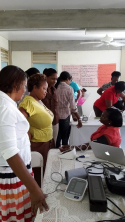 A blood pressure screening in Barbados.