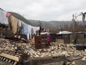 A home in Moron, Haiti, destroyed by Hurricane Matthew (photo courtesy of Coralie Giese, CDC)