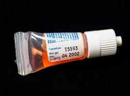 A vaccine vial from Myanmar that was donated to the GPEI History Project on behalf of the late Bob Keegan. Photographed by Lauren Bishop, CDC Studio.