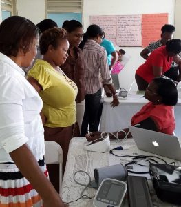 A blood pressure screening in Barbados raises awareness of hypertension and cardiovascular disease. 