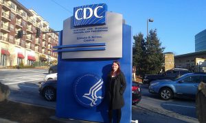 Dr. Brittany Szafran at the CDC entrance.