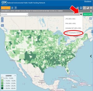 Cloropleth map of the United States on CDC's Data Explorer.